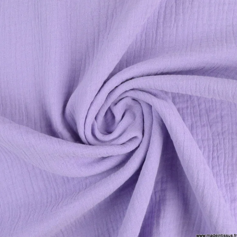 Tissu Double gaze coton Lilas - OEKO TEX