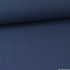 Tissu Double gaze coton marine clair - OEKO TEX