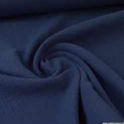 Tissu Double gaze coton marine clair - OEKO TEX