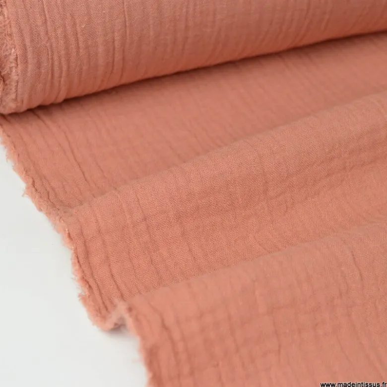 Tissu Double gaze coton Marsala - OEKO TEX