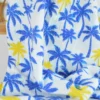 Tissu Double gaze coton motif palmiers bleus et jaunes - OEKO TEX