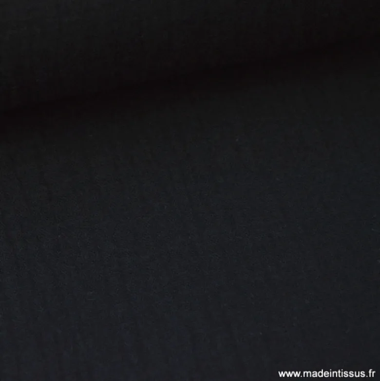 Tissu Double gaze coton noir - OEKO TEX