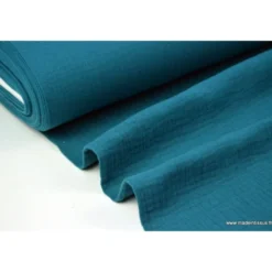 Tissu Double gaze coton pétrole - OEKO TEX