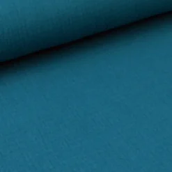 Tissu Double gaze coton pétrole - OEKO TEX