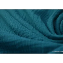 Tissu Double gaze coton pétrole - OEKO TEX