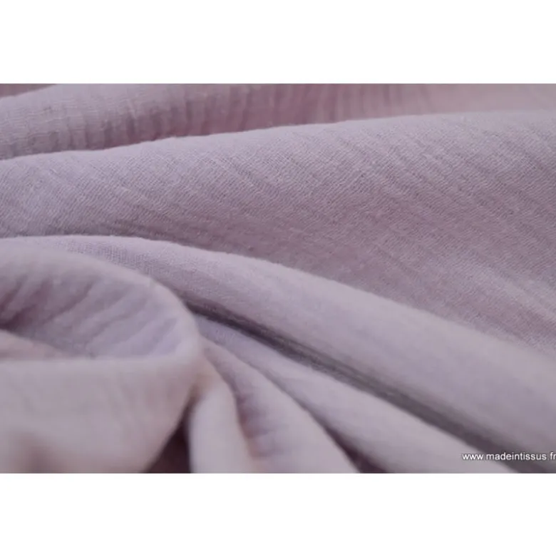 Tissu Double gaze coton rose poudré - OEKO TEX