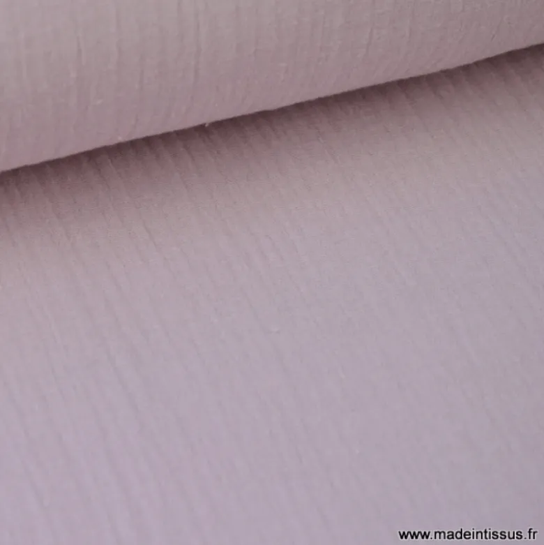 Tissu Double gaze coton rose poudré - OEKO TEX