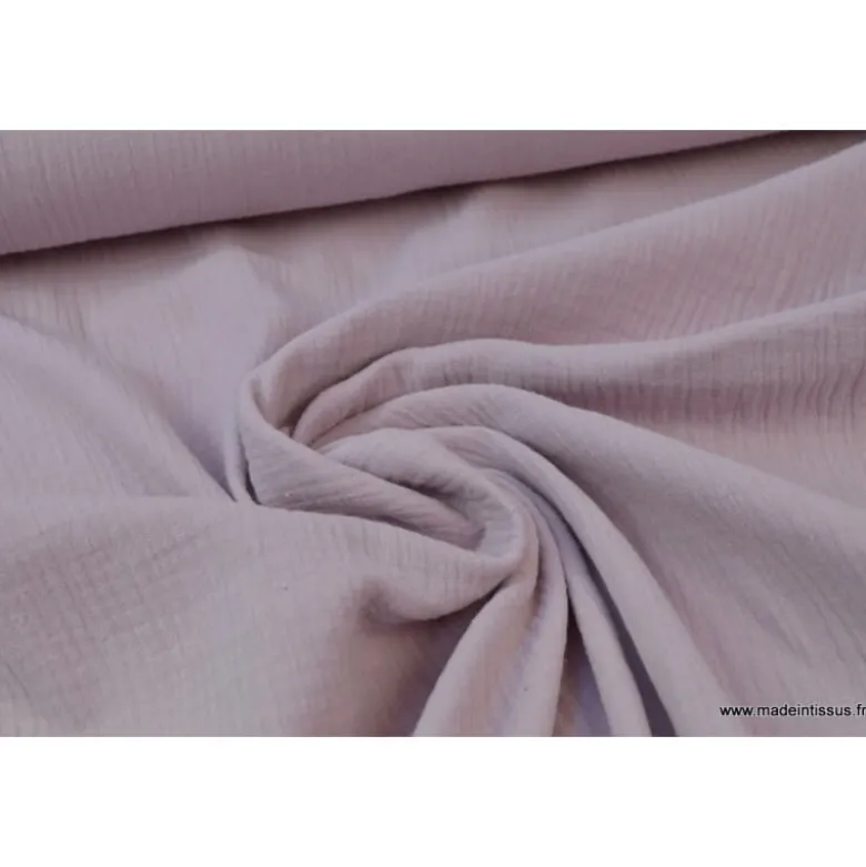 Tissu Double gaze coton rose poudré - OEKO TEX