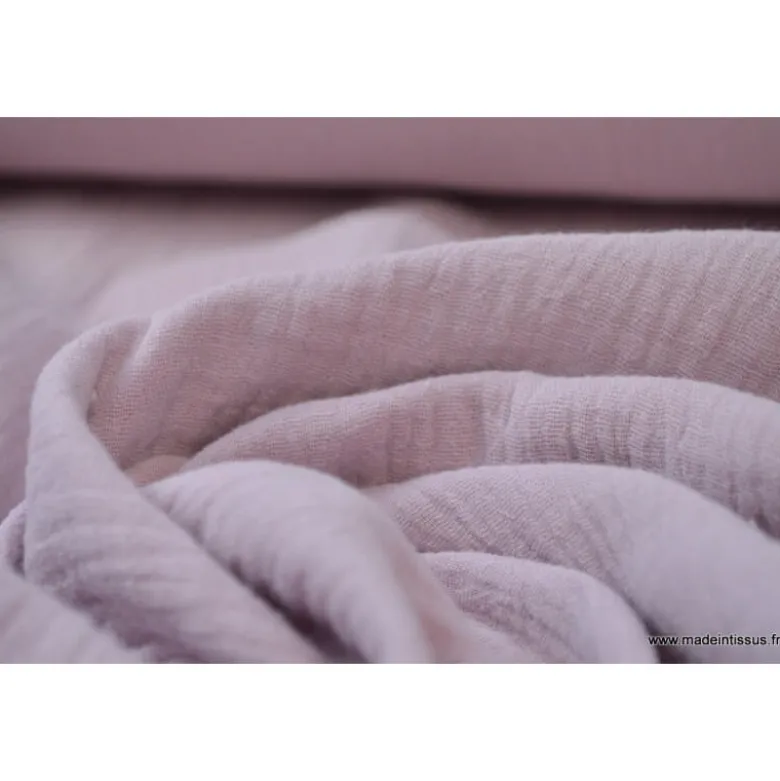 Tissu Double gaze coton rose poudré - OEKO TEX