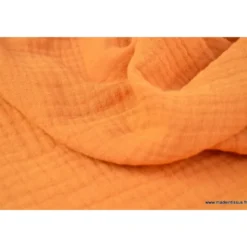 Tissu Double gaze coton safran - OEKO TEX