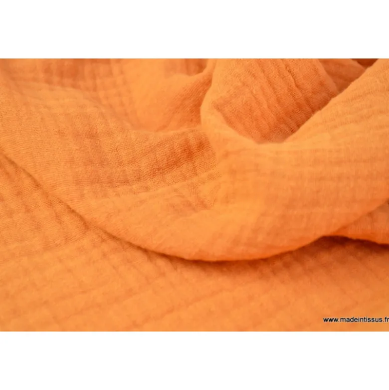 Tissu Double gaze coton safran - OEKO TEX