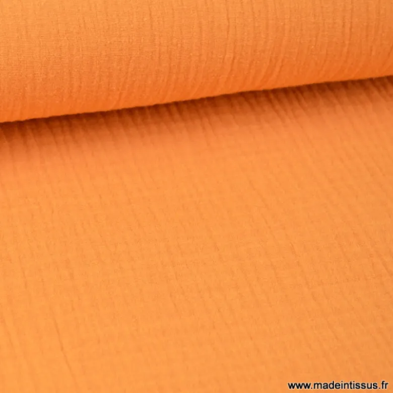 Tissu Double gaze coton safran - OEKO TEX