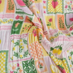 Tissu Double gaze coton Solea Parme fond blanc - OEKO TEX