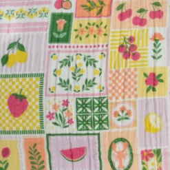 Tissu Double gaze coton Solea Parme fond blanc - OEKO TEX