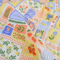 Tissu Double gaze coton Solea Bleu fond blanc - OEKO TEX