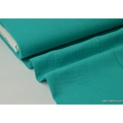 Tissu Double gaze 100% coton Turquoise emeraude - OEKO TEX