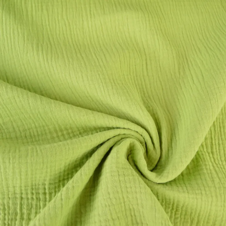Tissu Double gaze coton vert Anis - OEKO TEX