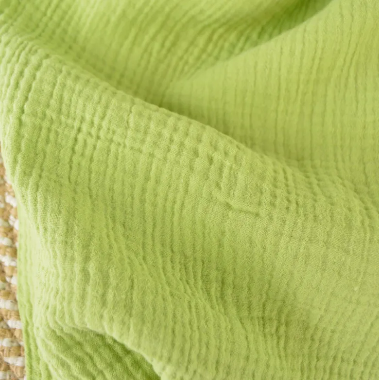 Tissu Double gaze coton vert Anis - OEKO TEX