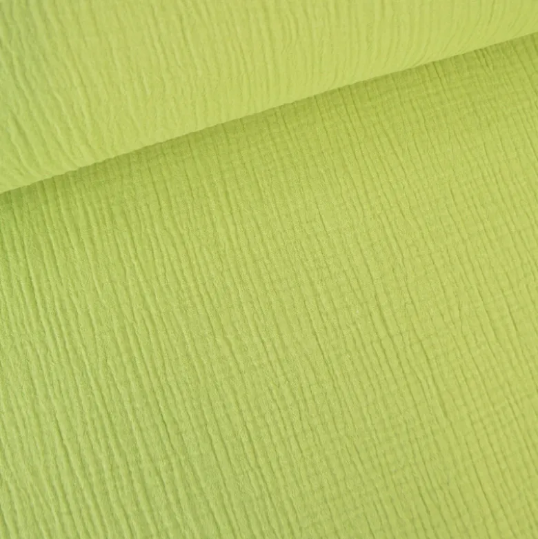 Tissu Double gaze coton vert Anis - OEKO TEX