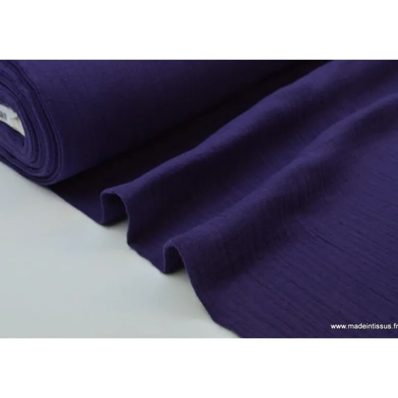 Tissu Double gaze coton violet - OEKO TEX