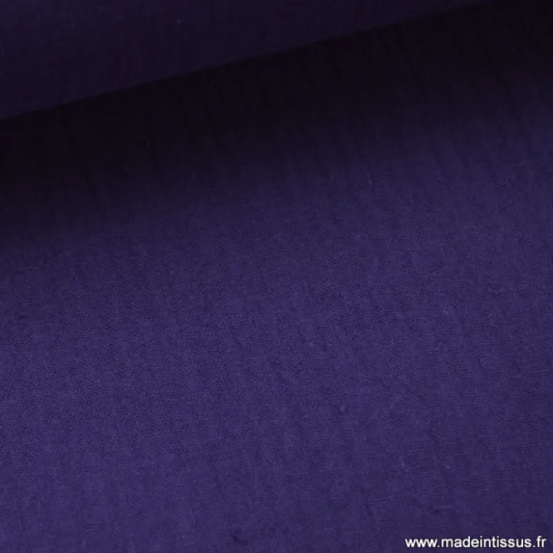 Tissu Double gaze coton violet - OEKO TEX