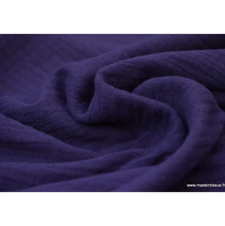Tissu Double gaze coton violet - OEKO TEX