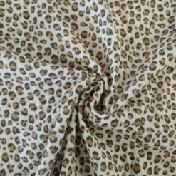 Tissu double gaze de coton Balzac motif Léopard fond écru