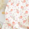Tissu double gaze de coton Bandana motif fleurs fond écru