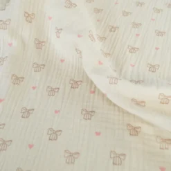 Tissu double gaze de coton Bio Poppy motif nœuds fond naturel