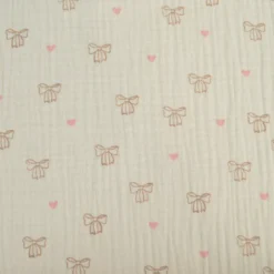 Tissu double gaze de coton Bio Poppy motif nœuds fond naturel