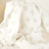 Tissu double gaze de coton Bio Poppy motif oiseaux fond Blanc