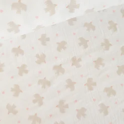 Tissu double gaze de coton Bio Poppy motif oiseaux fond Blanc