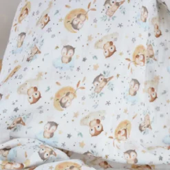 Tissu double gaze de coton Chouzel Hiboux, lunes et étoiles - OEKO TEX