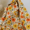 Tissu double gaze de coton Ezia fleurs orange et jaune