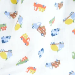 Tissu double gaze de coton Fresh motif camions bleus
