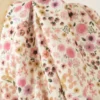 Tissu double gaze de coton Hortense Oeko-Tex fleurs violettes fond écru