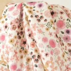 Tissu double gaze de coton Hortense Oeko-Tex fleurs violettes fond écru