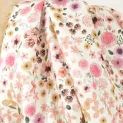 Tissu double gaze de coton Hortense Oeko-Tex fleurs violettes fond écru