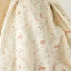 Tissu double gaze de coton Kirsten lapins & oiseaux écru