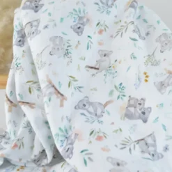 Tissu double gaze de coton Kokoala motif koalas fond blanc
