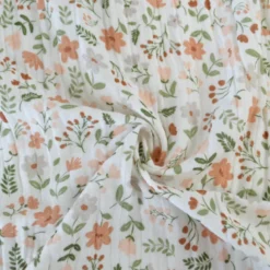 Tissu double gaze de coton Leopold motif fleurs des champs Marsala
