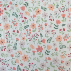 Tissu double gaze de coton Leopold motif fleurs des champs Rose