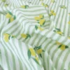 Tissu double gaze de coton Limoncello motif citrons et rayures Amande