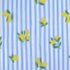 Tissu double gaze de coton Limoncello motif citrons et rayures bleues