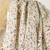 Tissu double gaze de coton Maddy fleurs camel fond écru