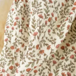 Tissu double gaze de coton Madeleine fleurs terracotta fond écru