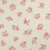 Tissu double gaze de coton Molisa fleurs rose fond écru