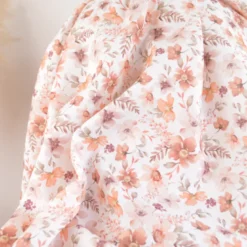 Tissu Double Gaze de Coton Motif Fleurs Ava – Tons Rose et Terracotta