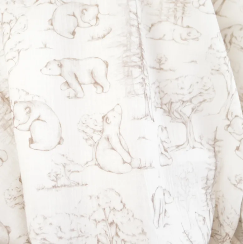Tissu Double Gaze de Coton – Motif Ours et Forêt de Sapins