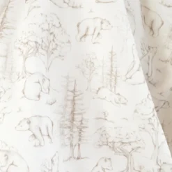 Tissu Double Gaze de Coton – Motif Ours et Forêt de Sapins